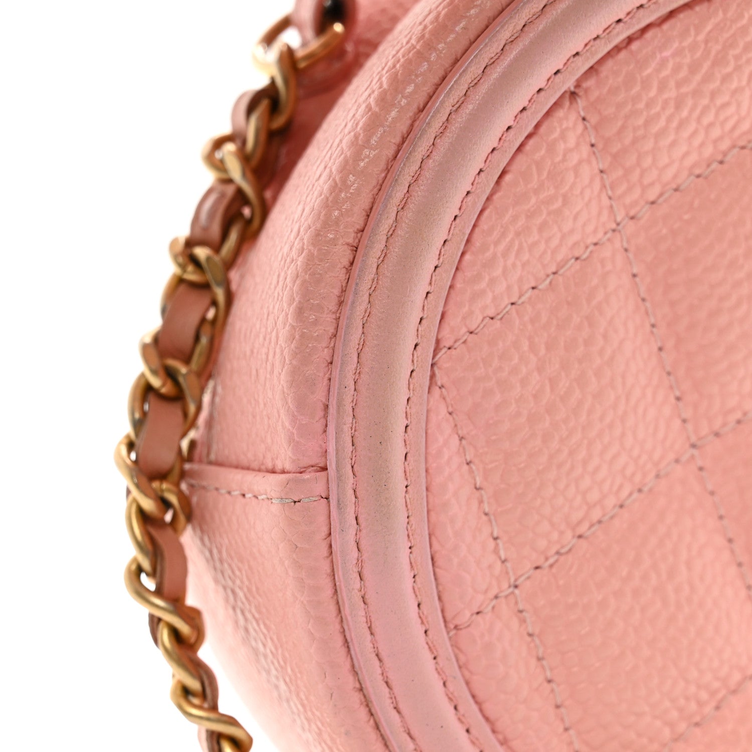 Caviar Quilted Round Filigree Crossbody Pink