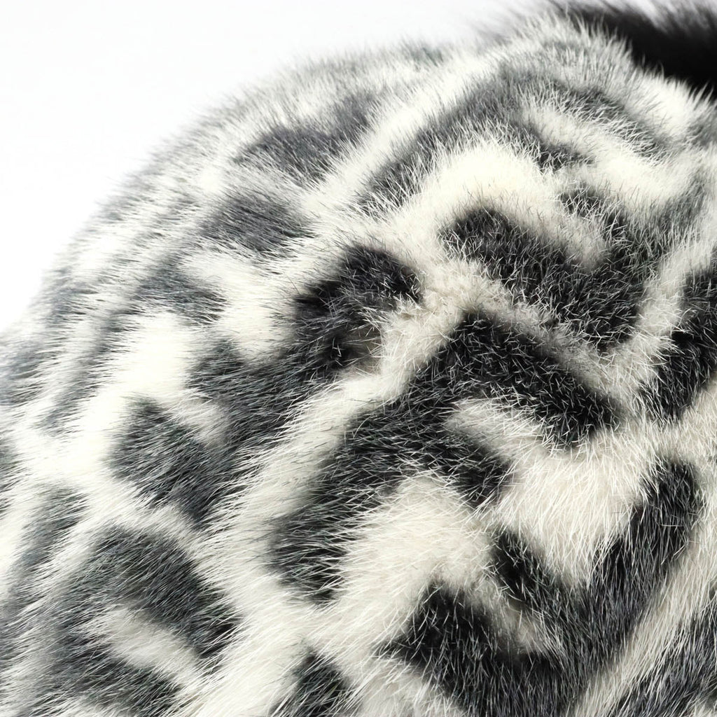 Fendi Mink Fox Fur Hat Black White FNX085
