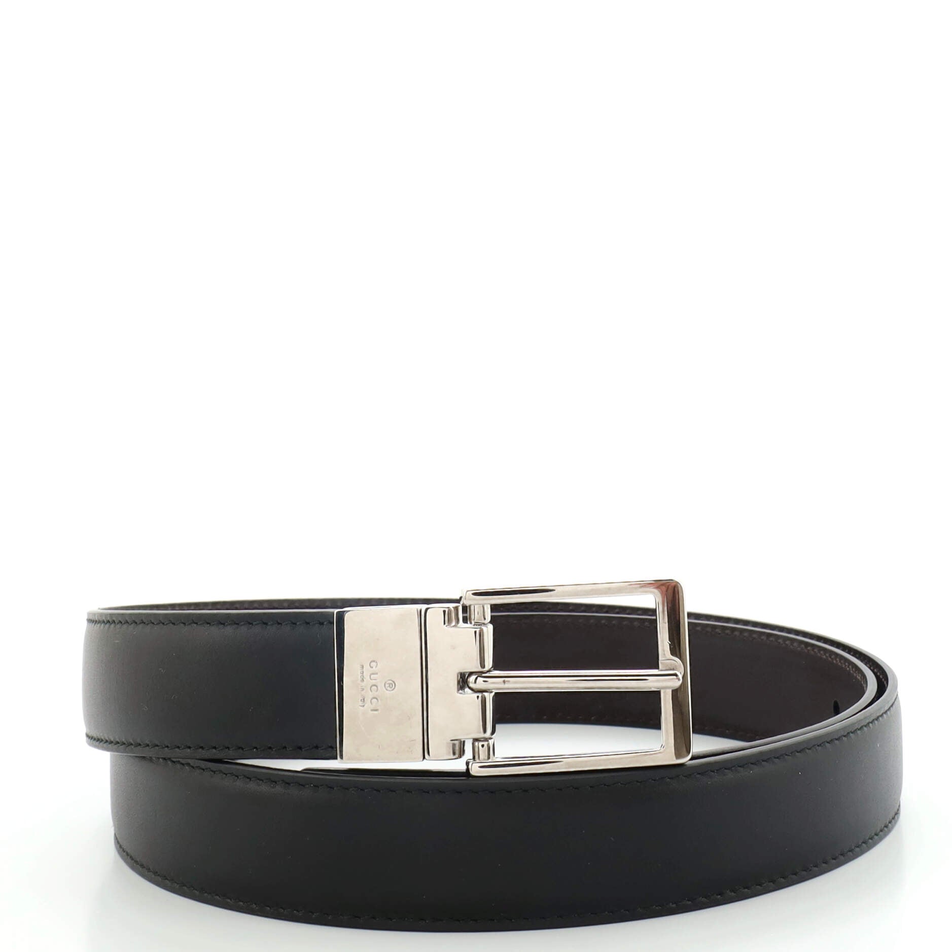 Square Buckle Reversible Belt Leather Medium 105