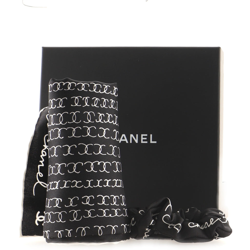 Coco Paris Scrunchie and Scarf Set Printed Silk XS