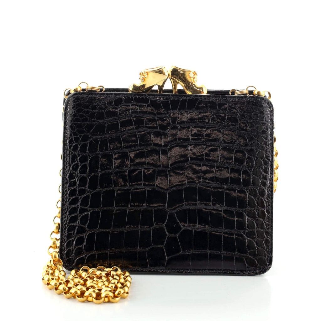 Vintage Kisslock Chain Crossbody Bag Alligator Mini