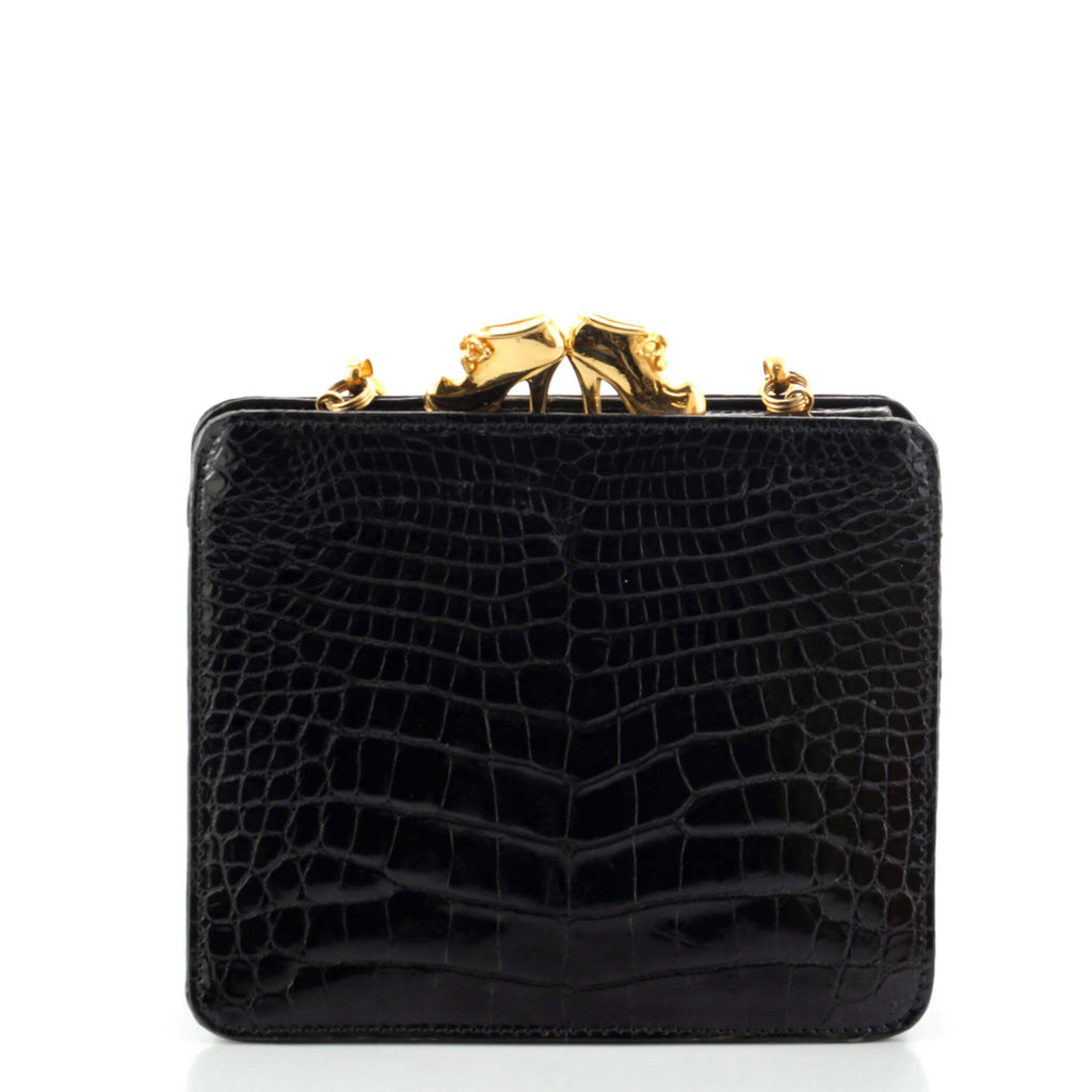Vintage Kisslock Chain Crossbody Bag Alligator Mini
