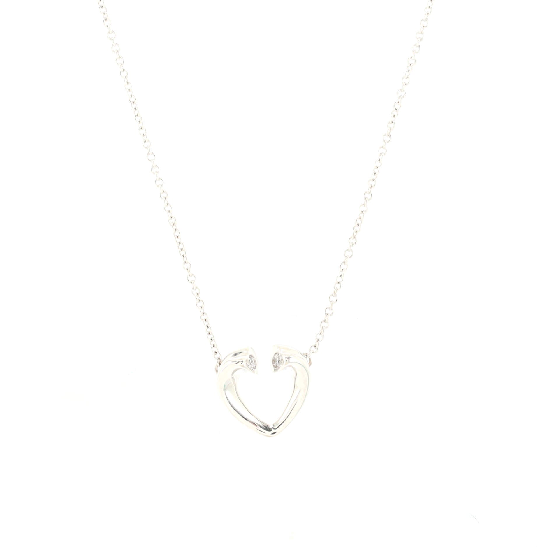 Paloma Picasso Tenderness Heart Pendant Necklace 18K White Gold with Diamonds Small