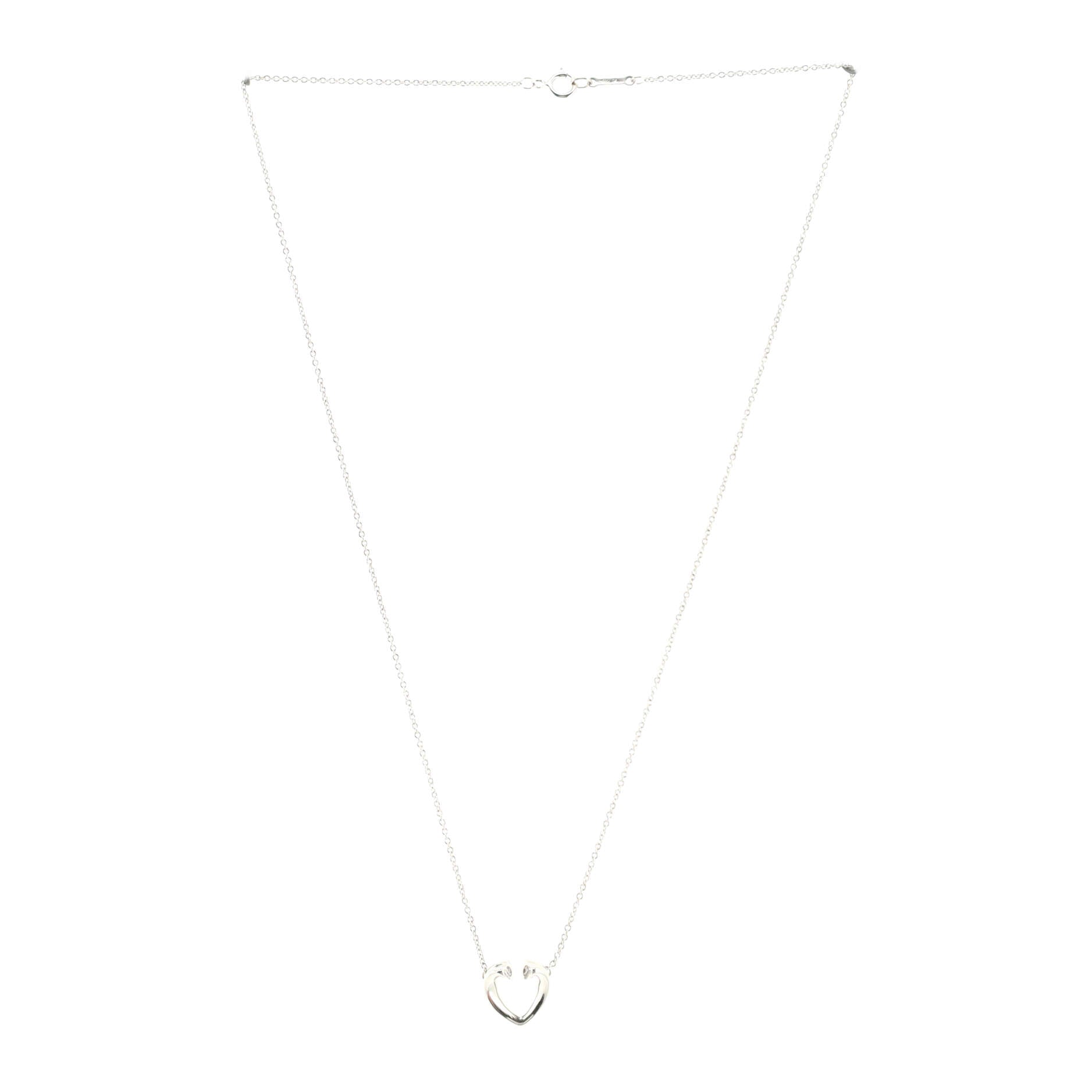 Paloma Picasso Tenderness Heart Pendant Necklace 18K White Gold with Diamonds Small