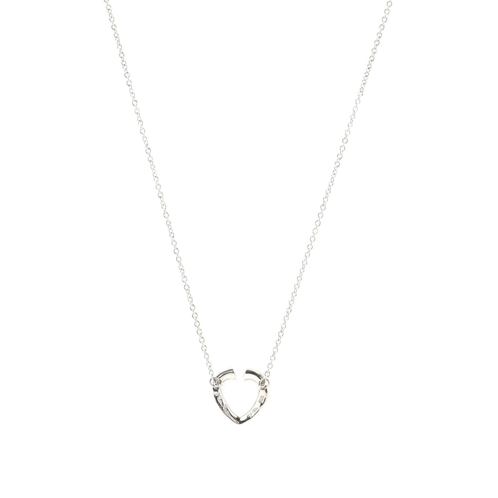 Paloma Picasso Tenderness Heart Pendant Necklace 18K White Gold with Diamonds Small
