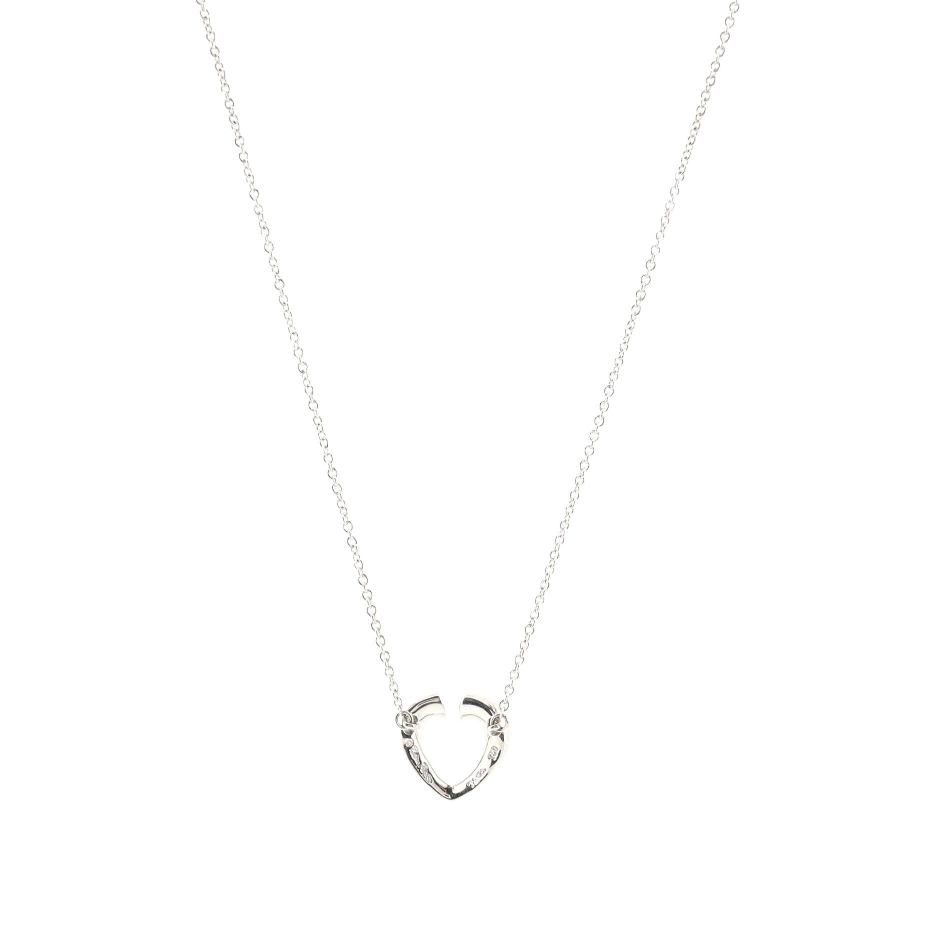Paloma Picasso Tenderness Heart Pendant Necklace 18K White Gold with Diamonds Small