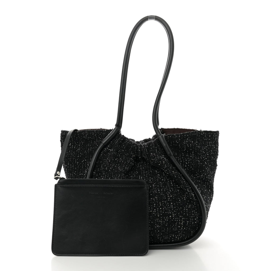 Tweed Large Ruched Tote Black