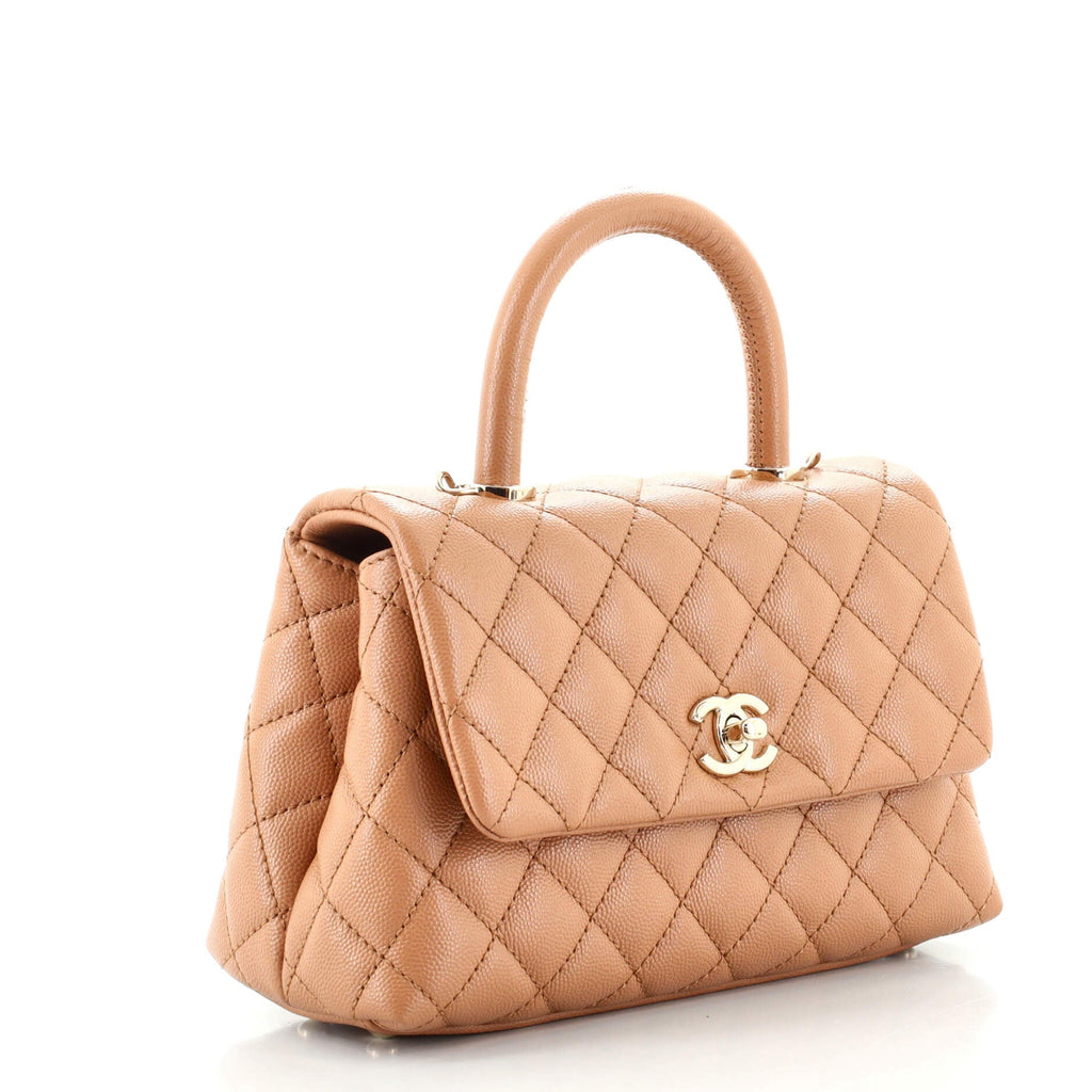 Coco Top Handle Bag Quilted Caviar Mini