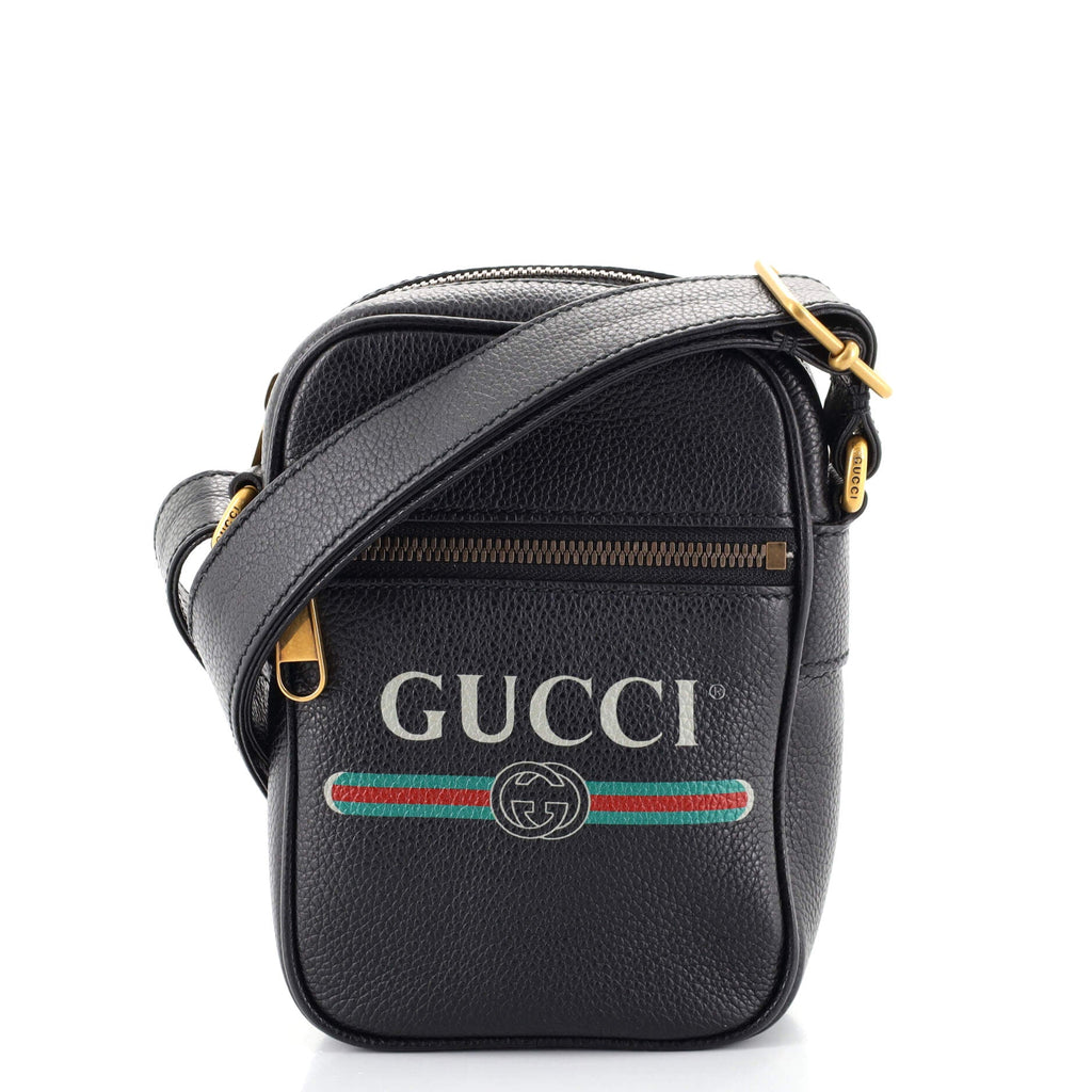 Logo Zip Messenger Bag Printed Leather Mini