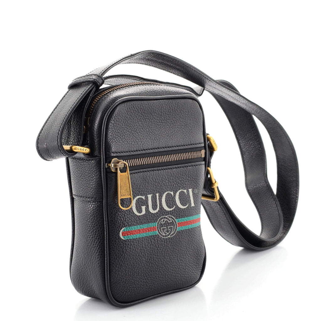 Logo Zip Messenger Bag Printed Leather Mini