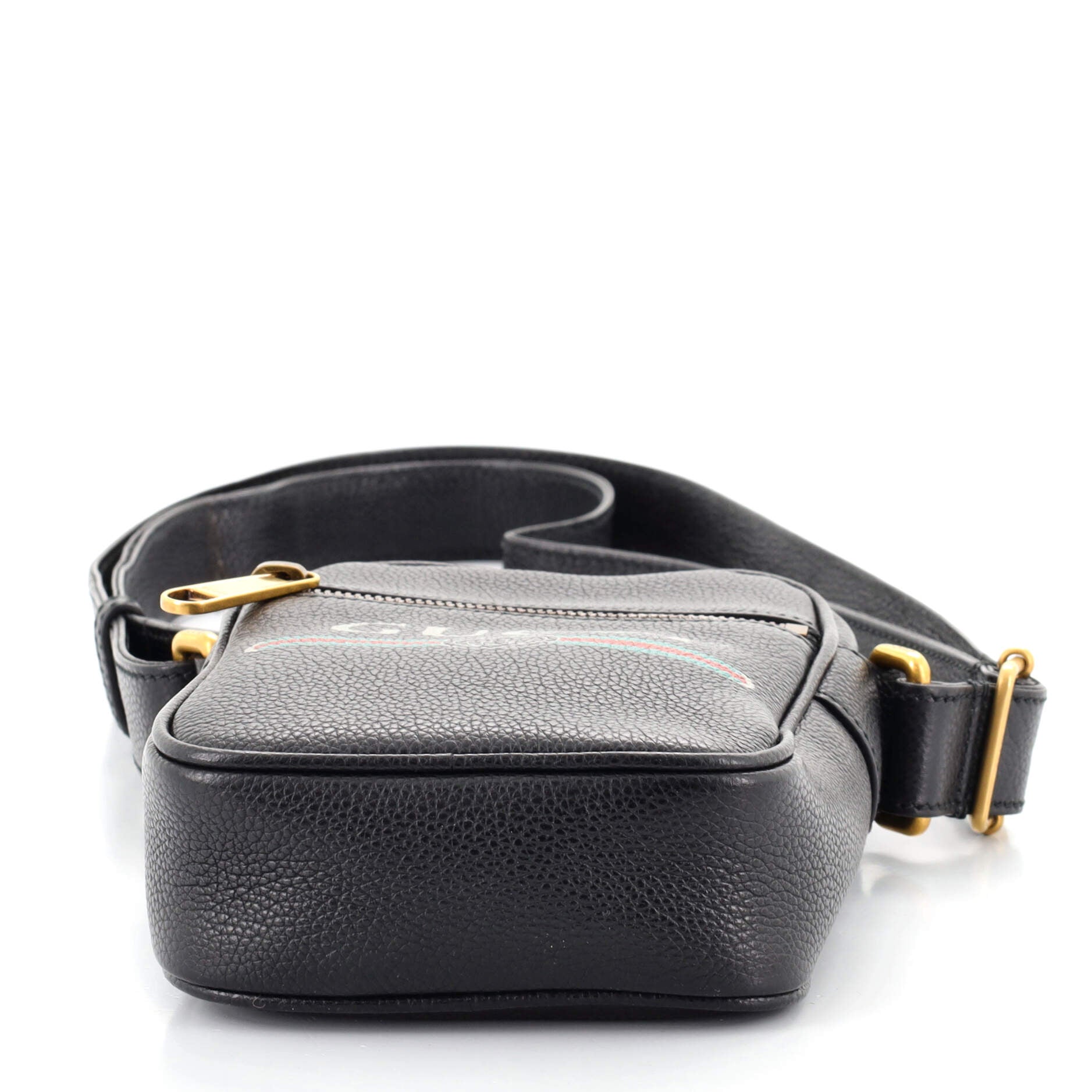 Logo Zip Messenger Bag Printed Leather Mini