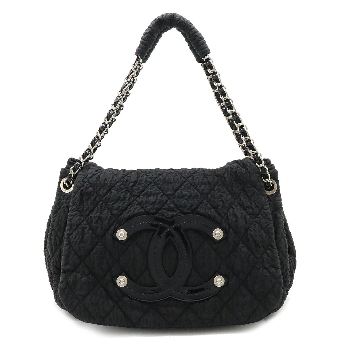 Chanel Nylon Enamel Coco Mark 2way Chain Bag Black