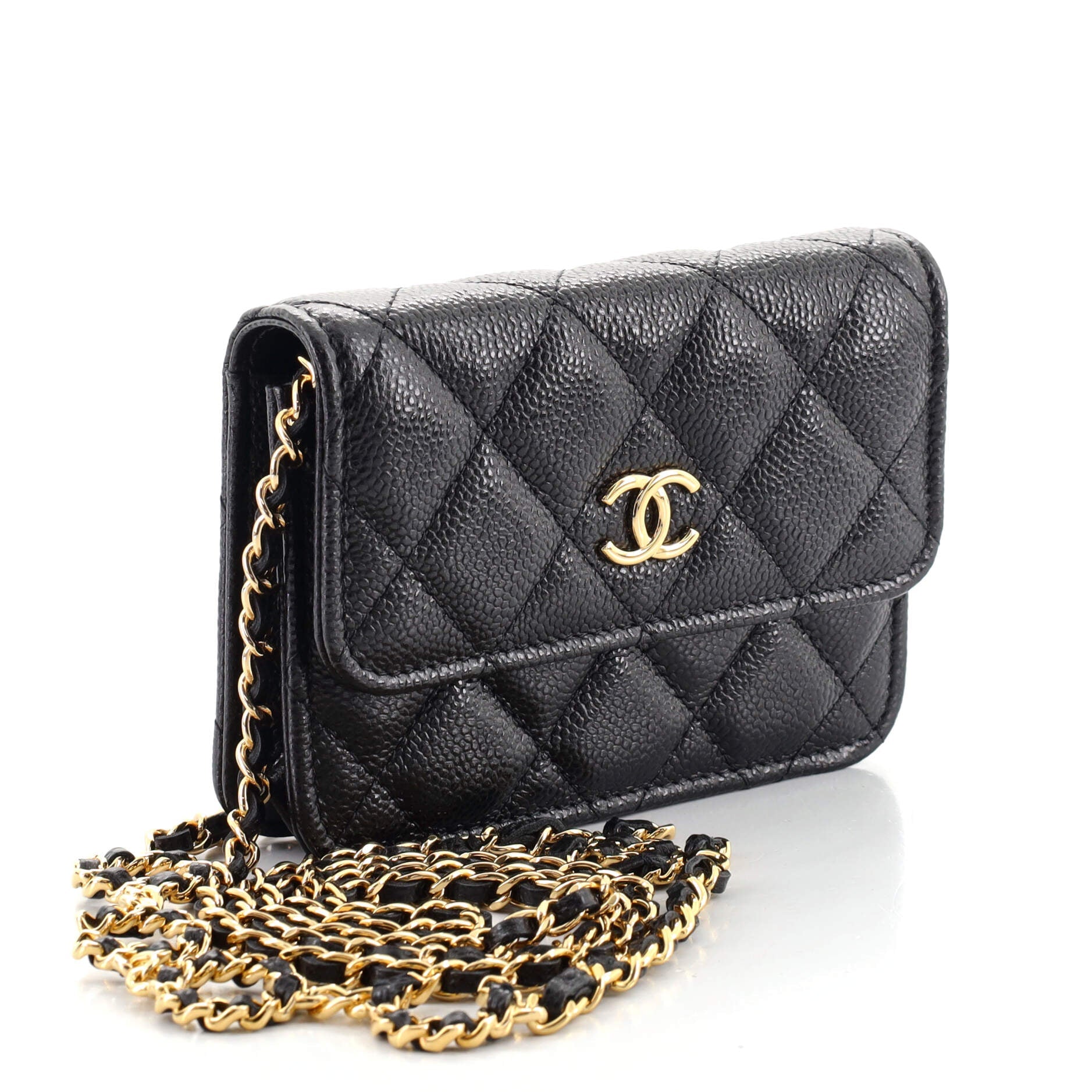 Miss Coco Strap Flap Clutch with Chain Quilted Caviar Mini