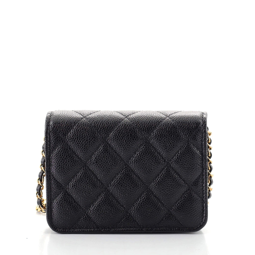 Miss Coco Strap Flap Clutch with Chain Quilted Caviar Mini