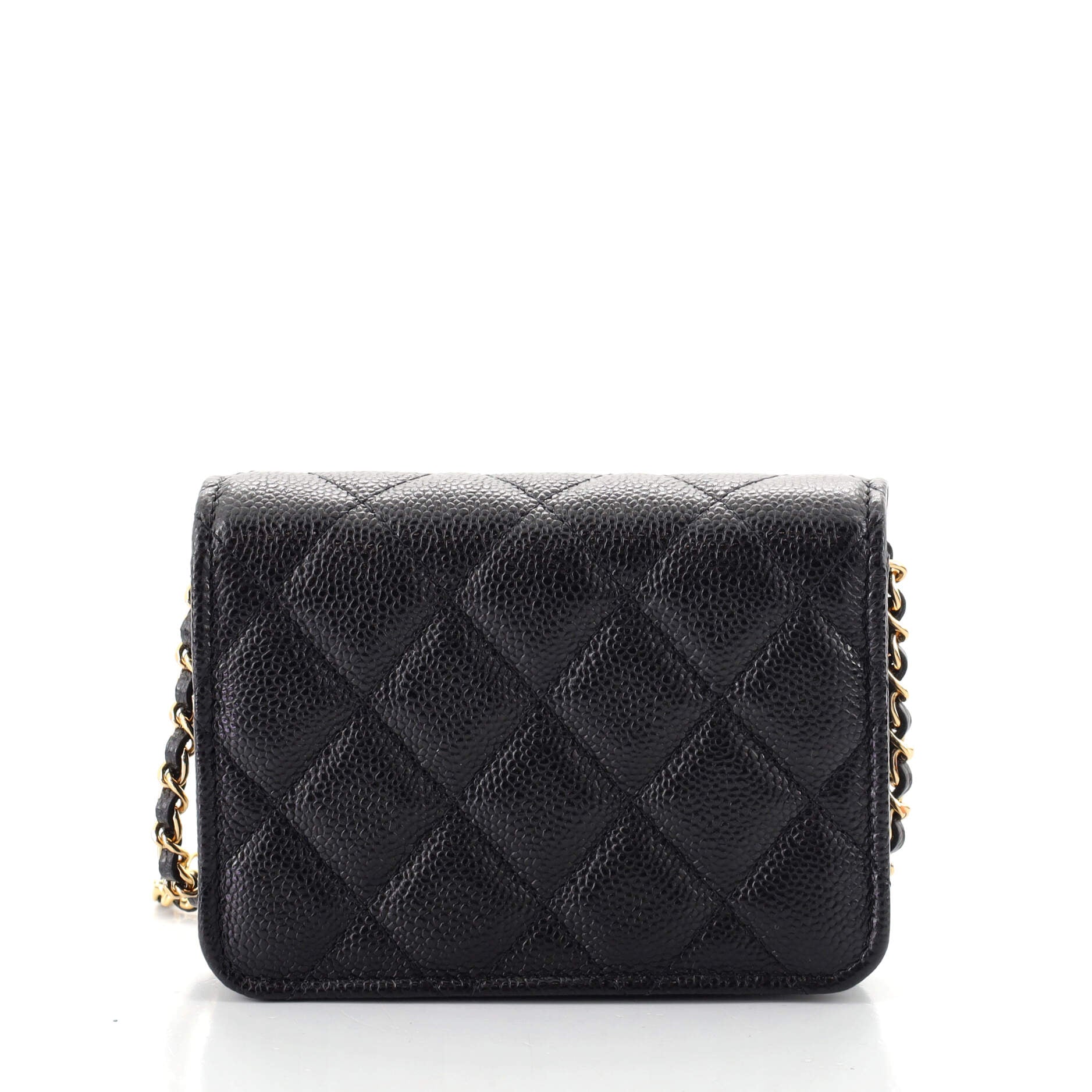 Miss Coco Strap Flap Clutch with Chain Quilted Caviar Mini