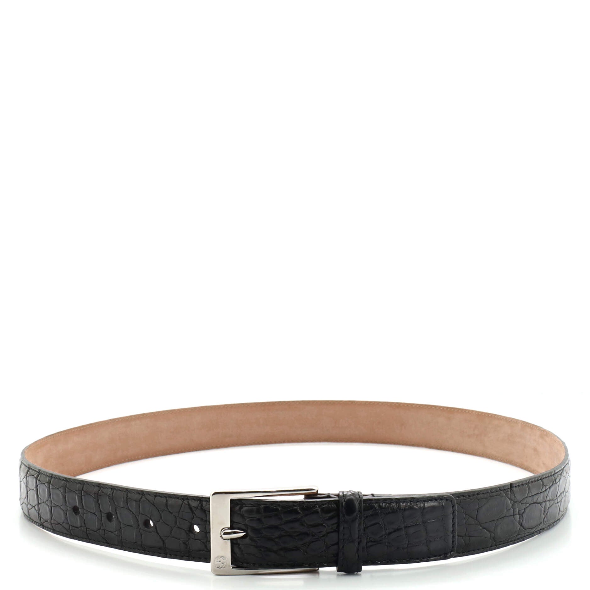 Square Buckle Belt Crocodile Thin 95