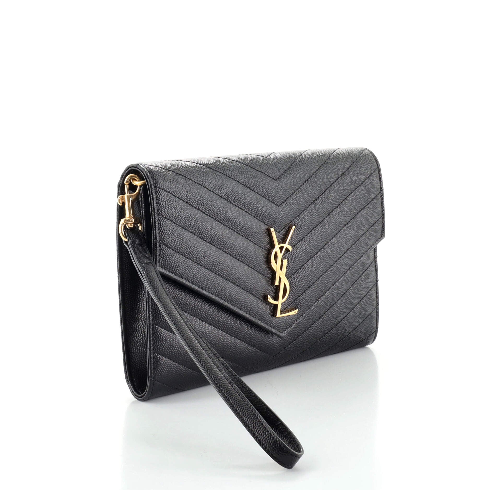 Classic Monogram Flap Wristlet Clutch Matelasse Chevron Leather