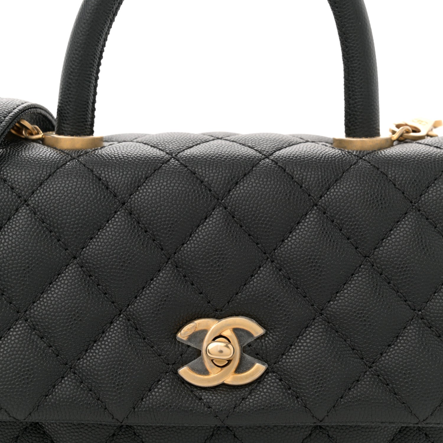 Caviar Quilted Mini Coco Handle Flap Black