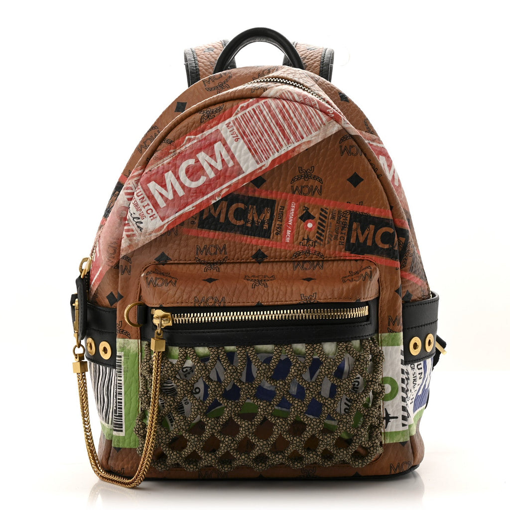 Visetos Flight Print Small Stark Backpack Cognac
