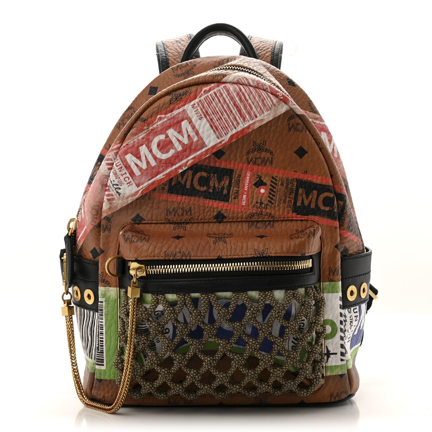Visetos Flight Print Small Stark Backpack Cognac