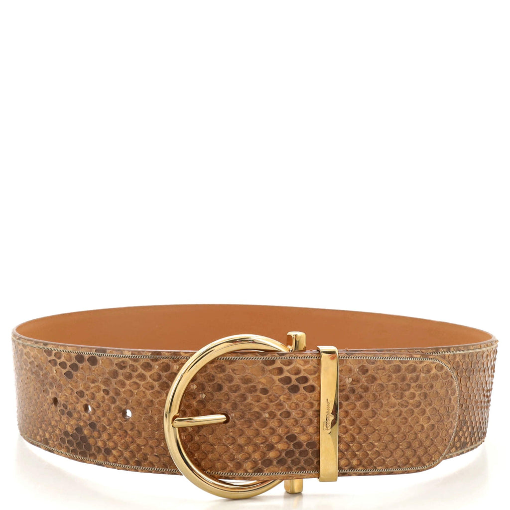 Gancio Buckle Belt Snakeskin Wide 80