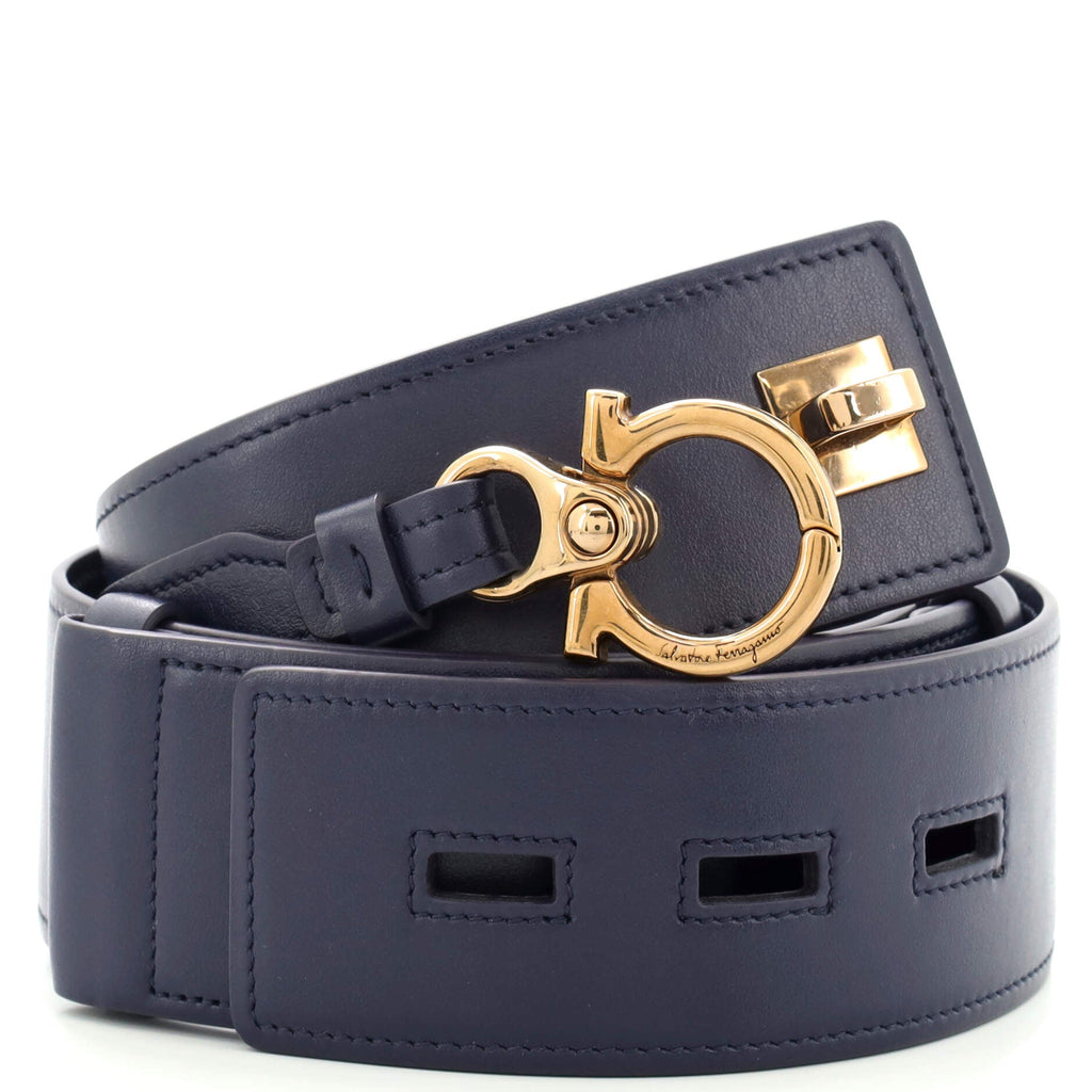 Gancini Hook Lock Belt Leather Wide 70
