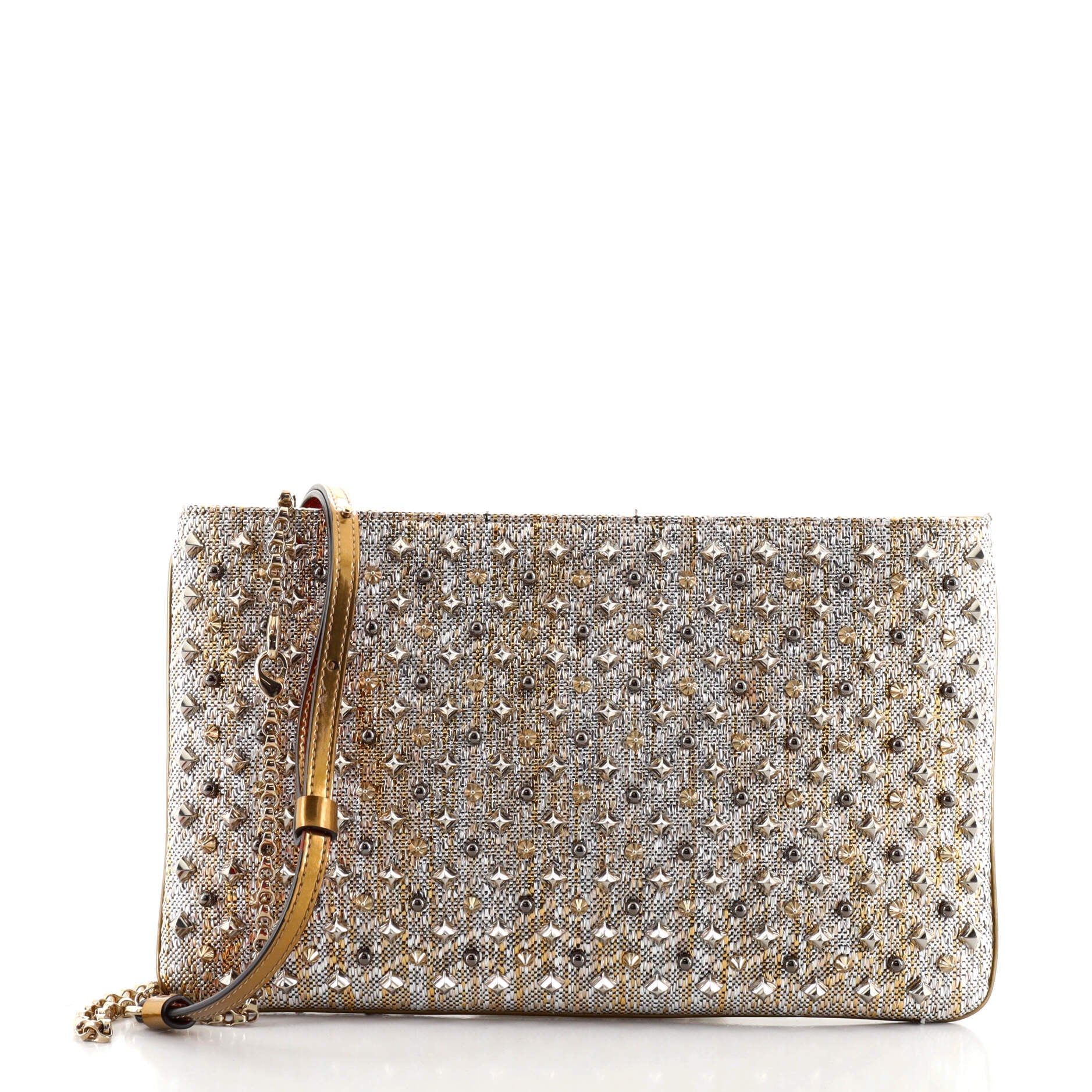 Loubiposh Clutch Spike Metallic Raffia