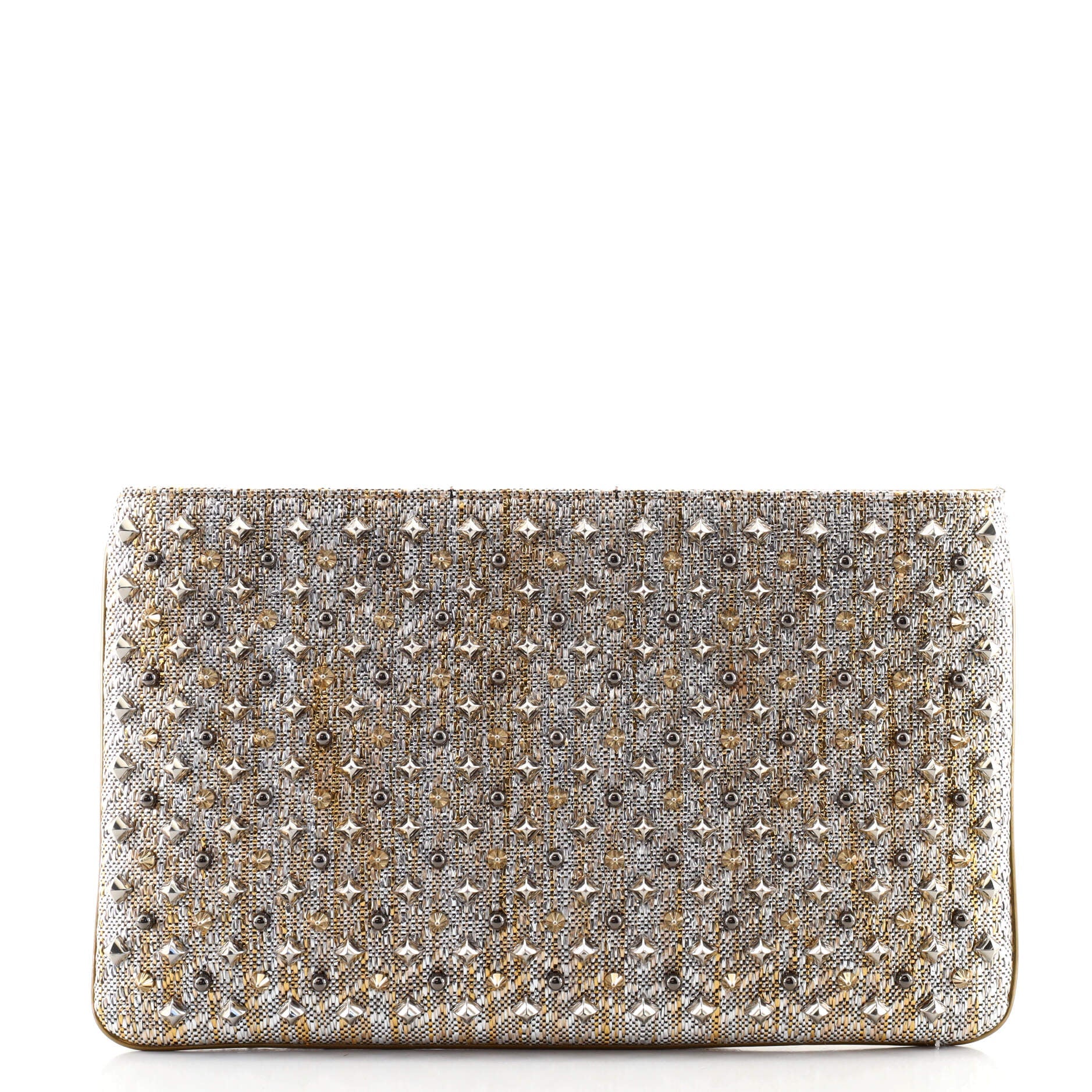 Loubiposh Clutch Spike Metallic Raffia