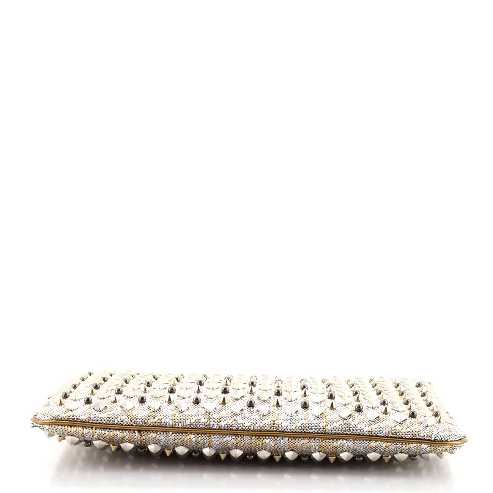 Loubiposh Clutch Spike Metallic Raffia