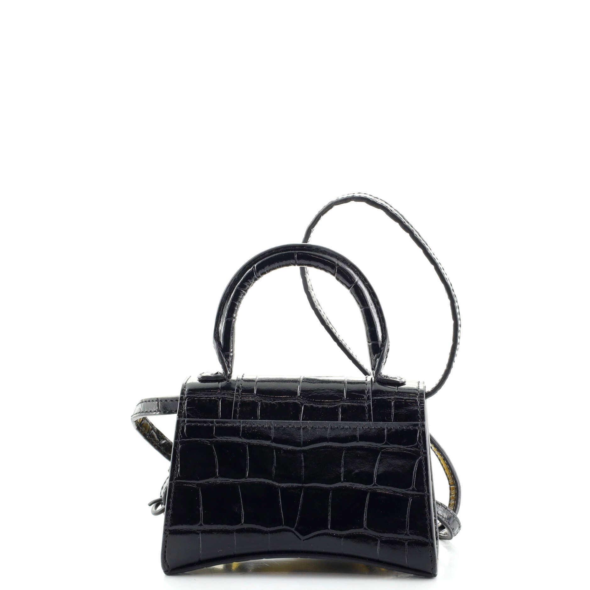 Hourglass Top Handle Bag Crocodile Embossed Leather Mini