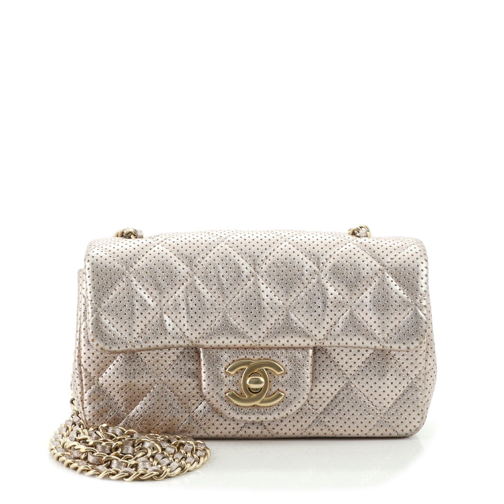 Classic Single Flap Bag Perforated Leather Extra Mini