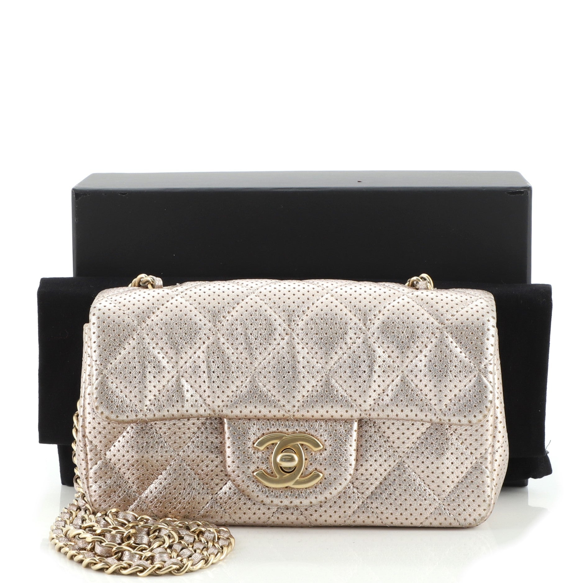 Classic Single Flap Bag Perforated Leather Extra Mini