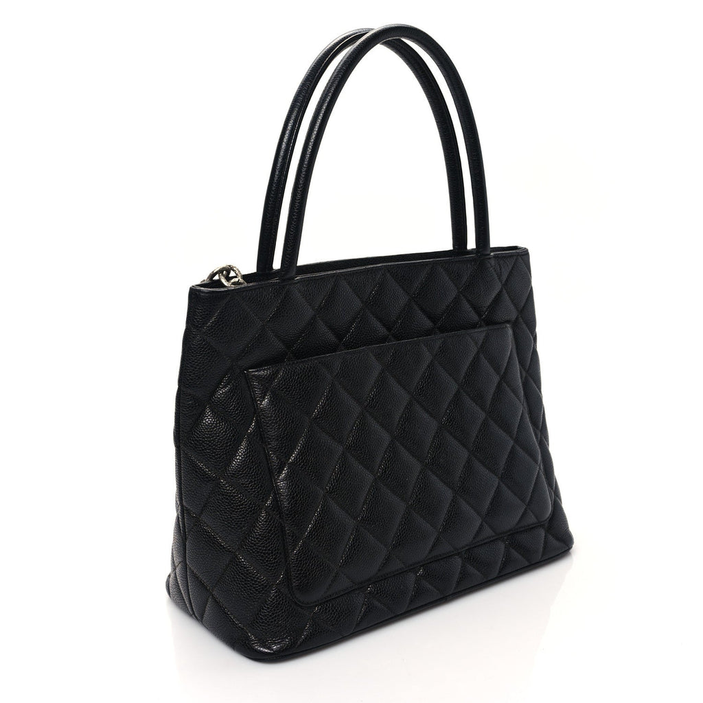 Caviar Quilted Medallion Tote Black
