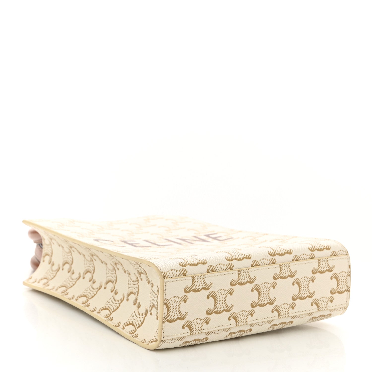 Triomphe Canvas Calfskin Mini Vertical Cabas White