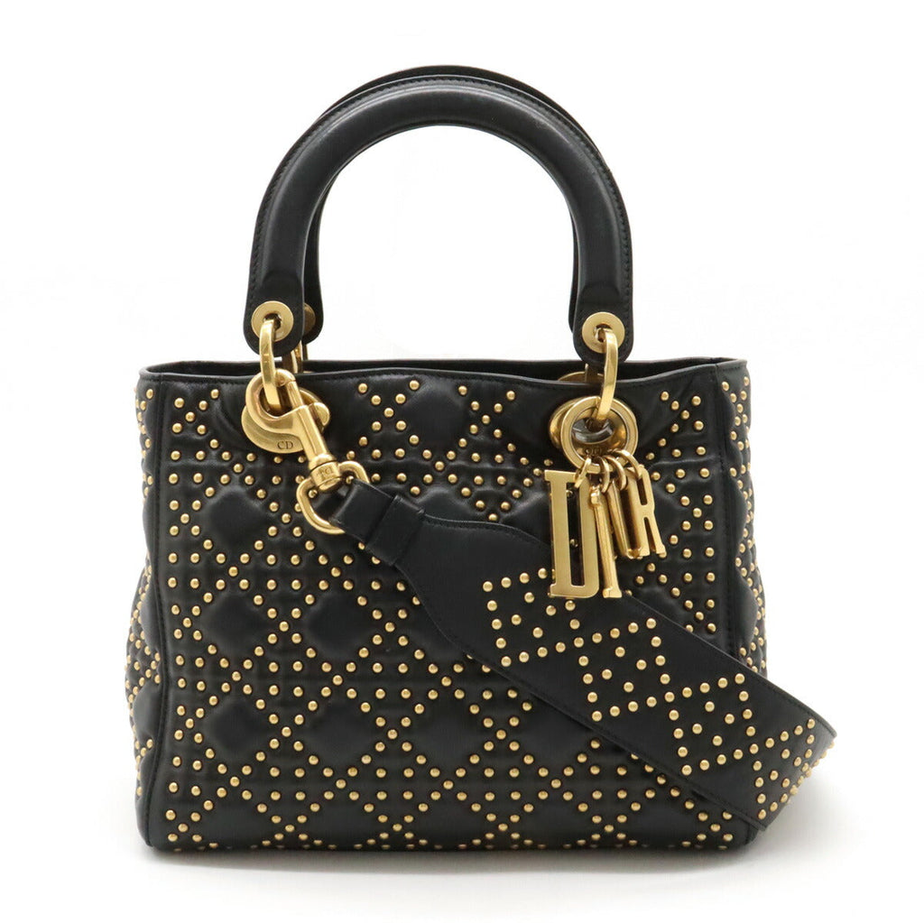 Christian Dior Leather Lady Dior 2way Handbag