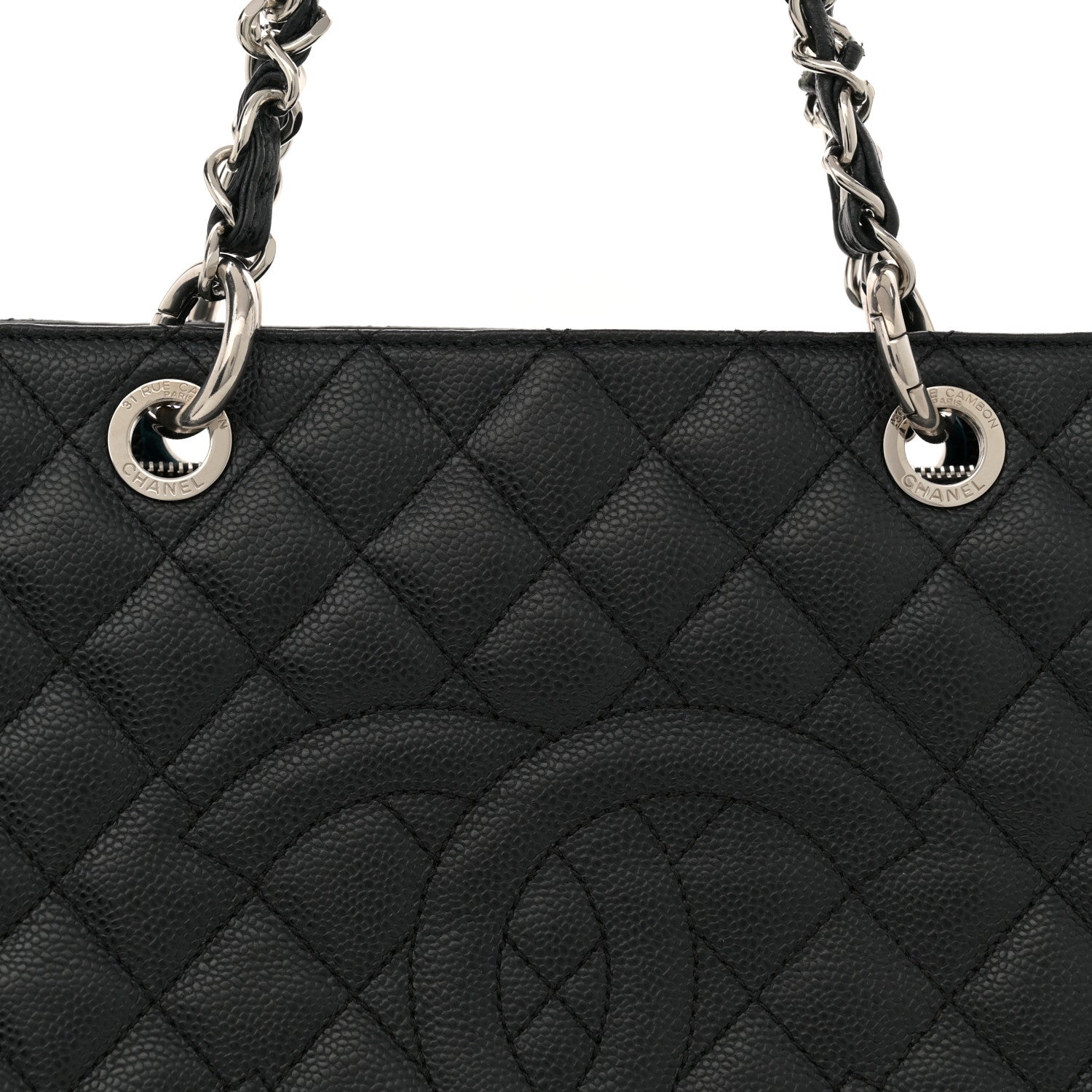 Caviar Quilted Grand Shopping Tote GST Black