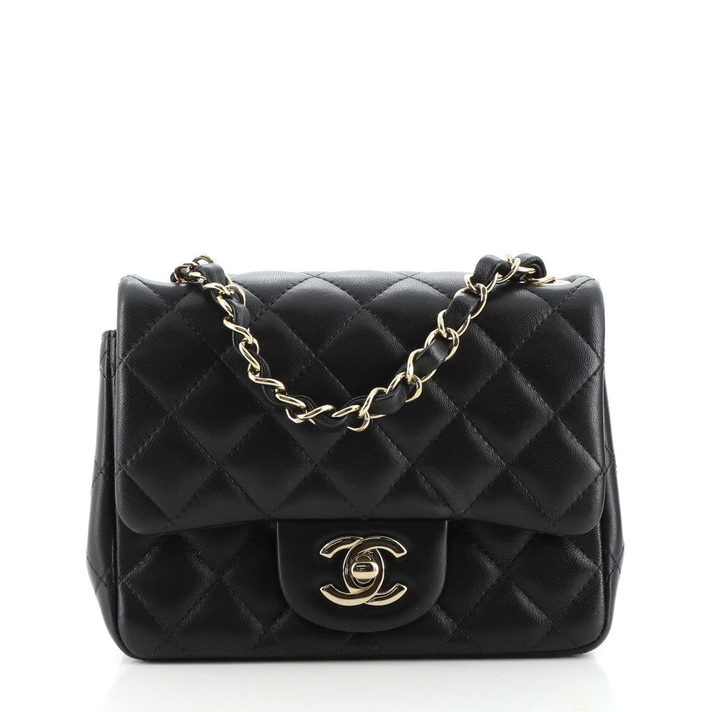 Square Classic Single Flap Bag Quilted Lambskin Mini