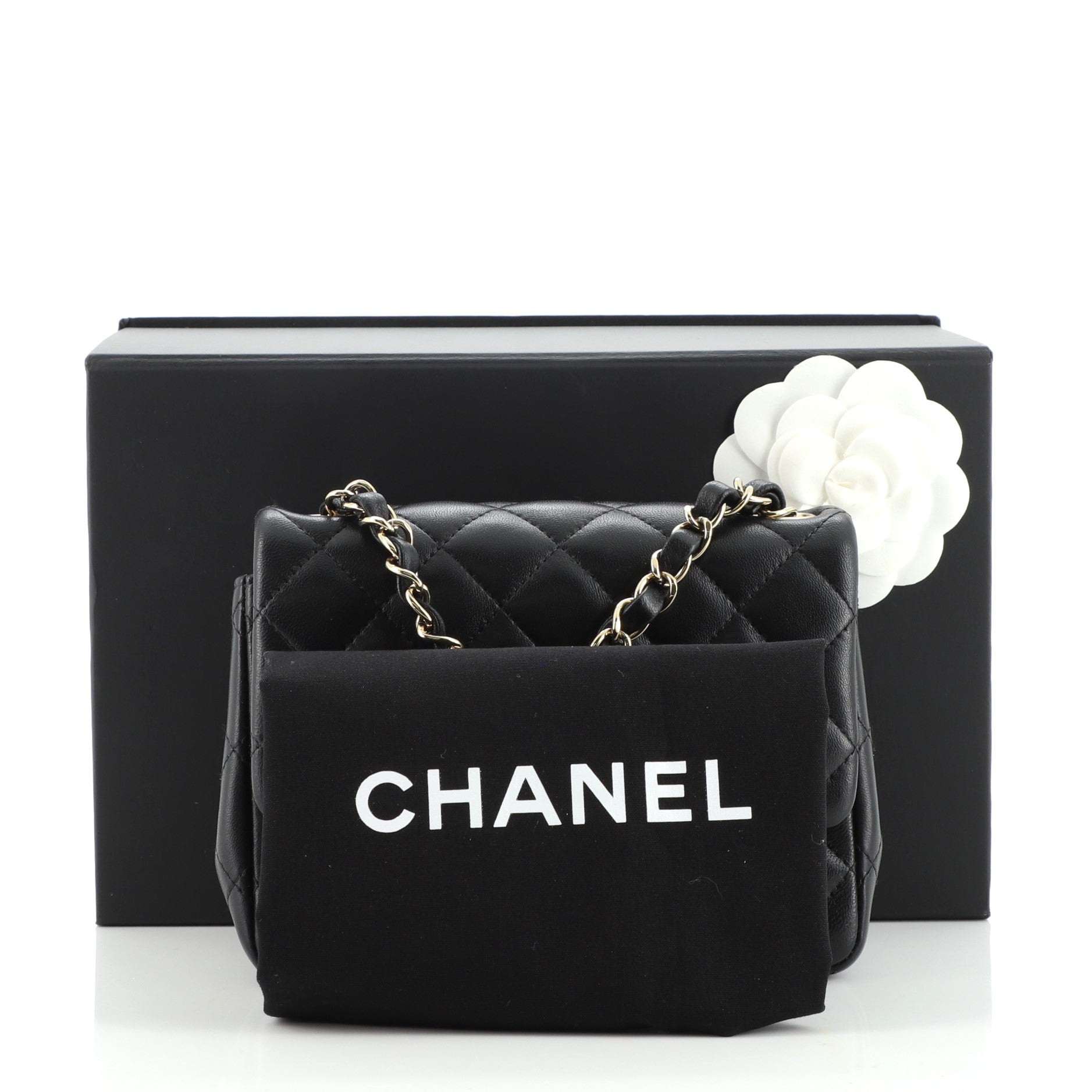 Square Classic Single Flap Bag Quilted Lambskin Mini