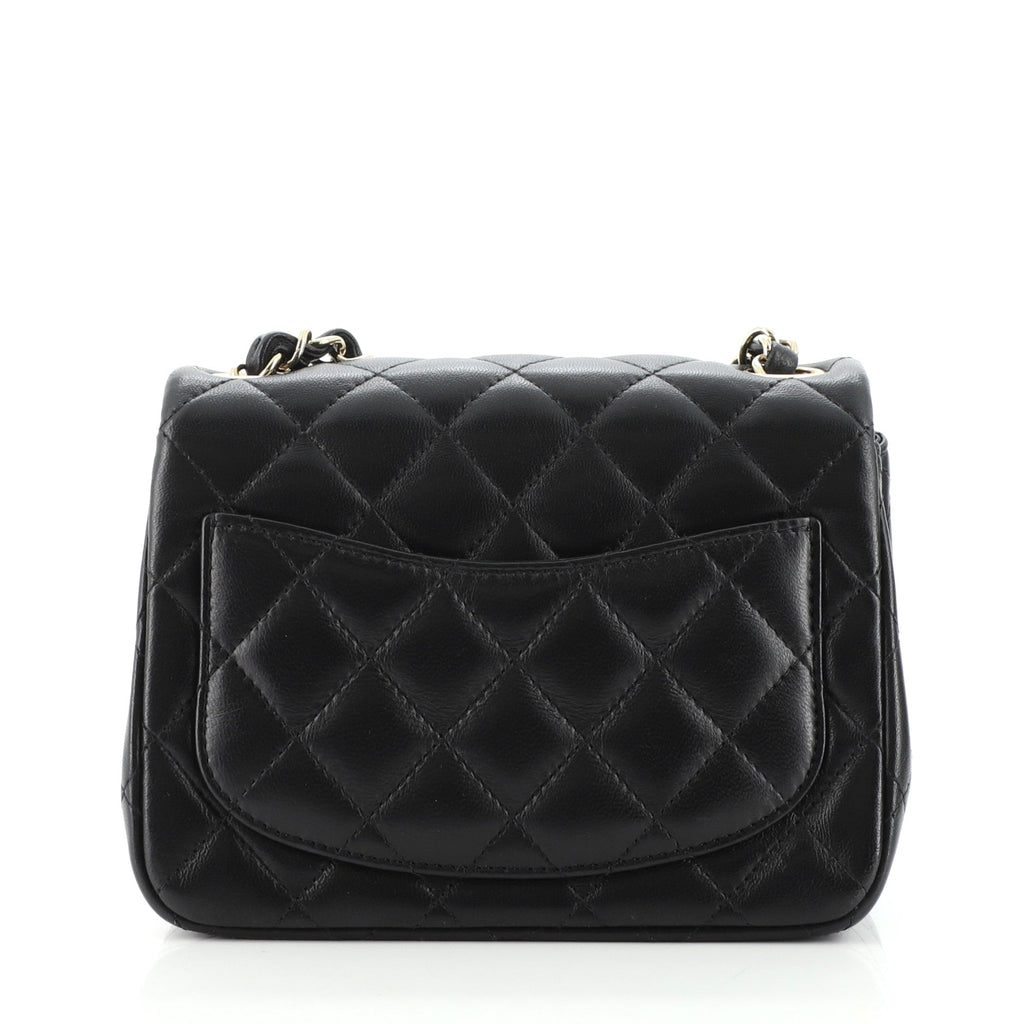 Square Classic Single Flap Bag Quilted Lambskin Mini