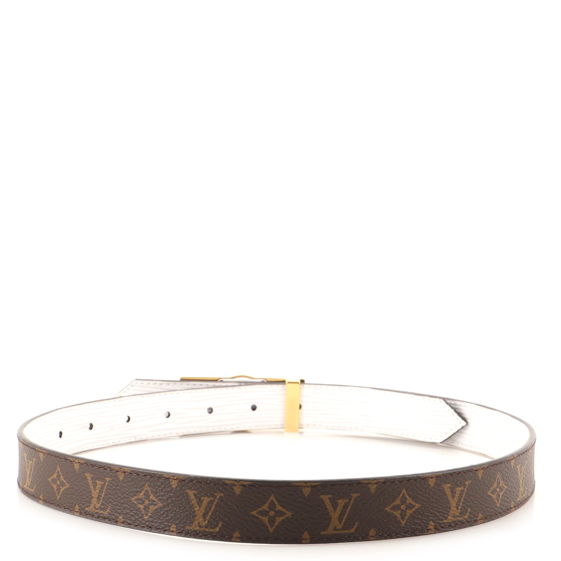 Dauphine Reversible Belt Reverse Monogram Canvas and Leather Thin 80