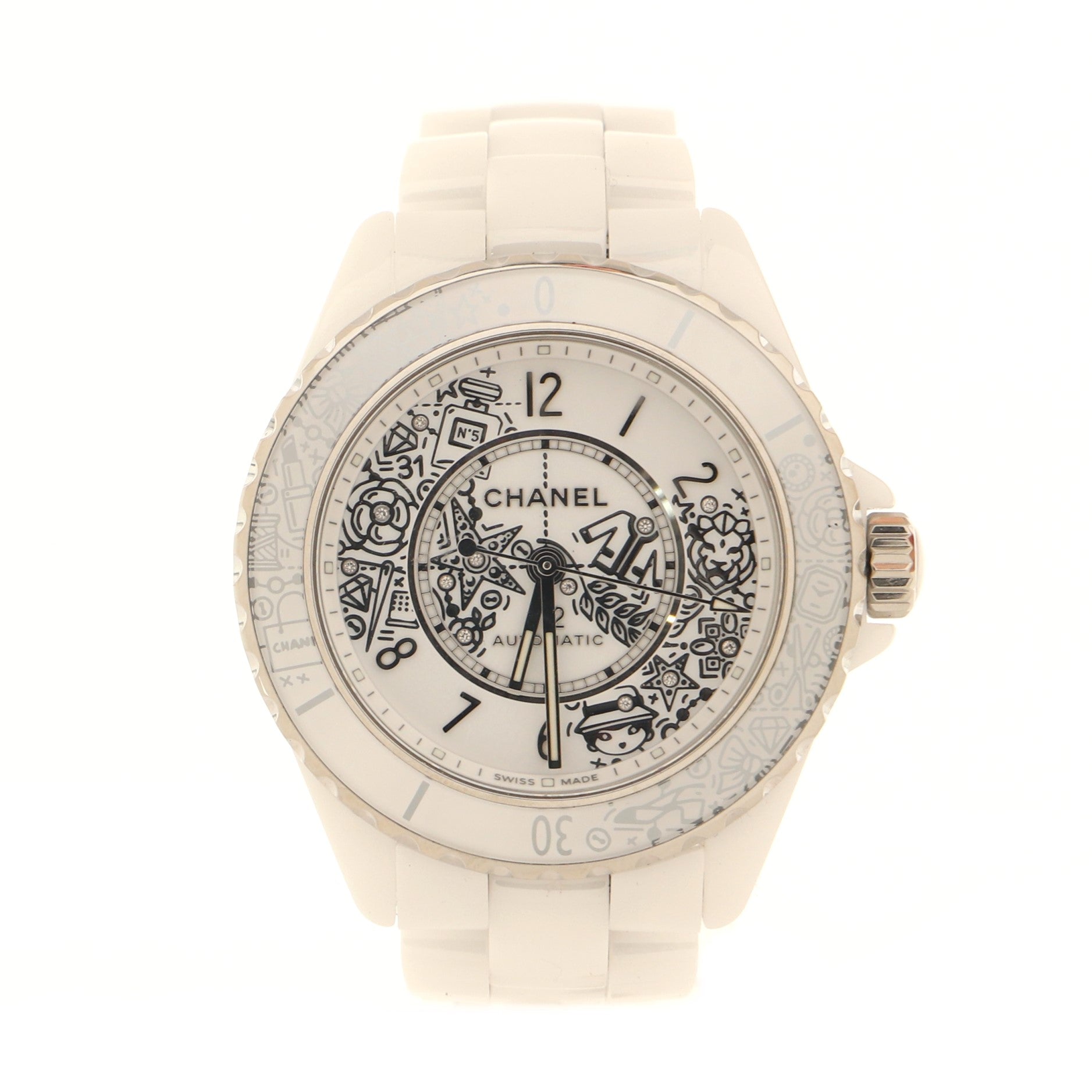 J12·20 Limited Edition Automatic Watch Ceramic and Stainless Steel with Diamonds 38