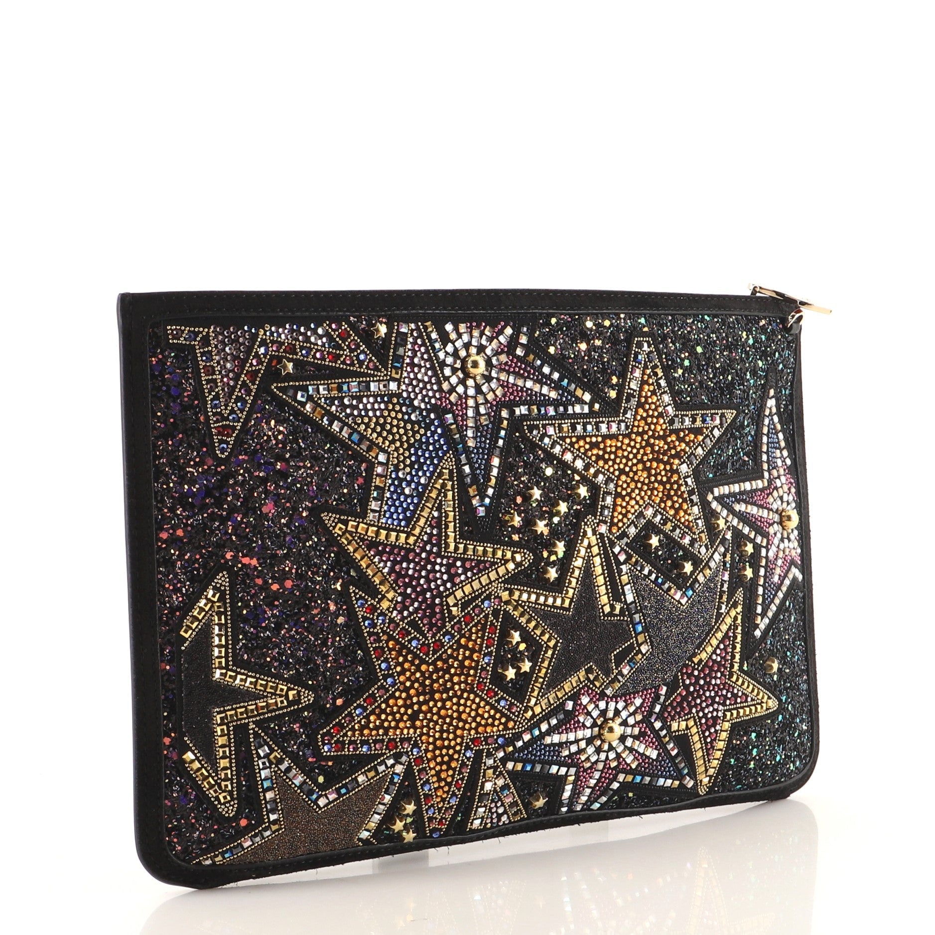 Loubiposh Clutch Crystal Embellished Leather