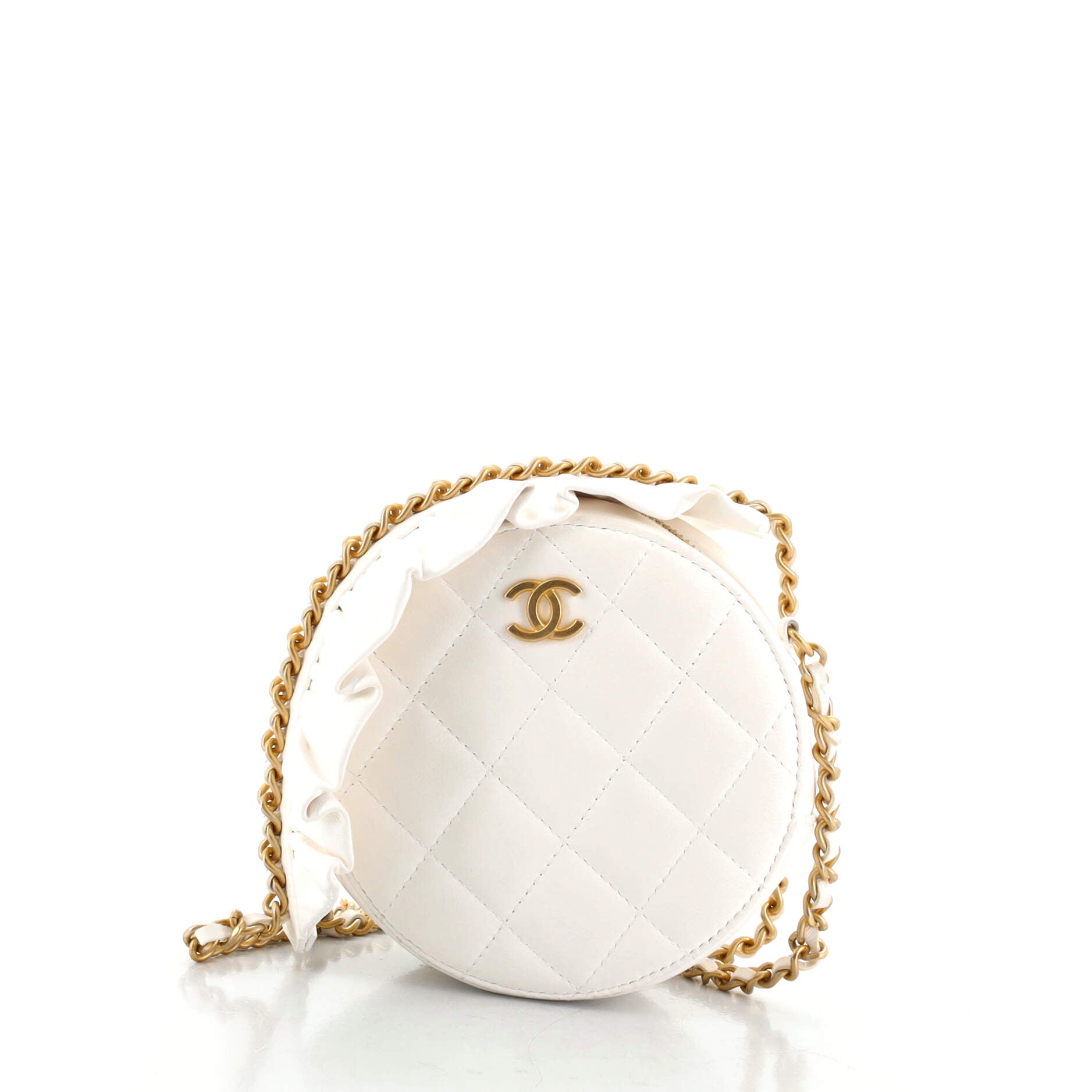 Romance Round Clutch with Chain Quilted Lambskin