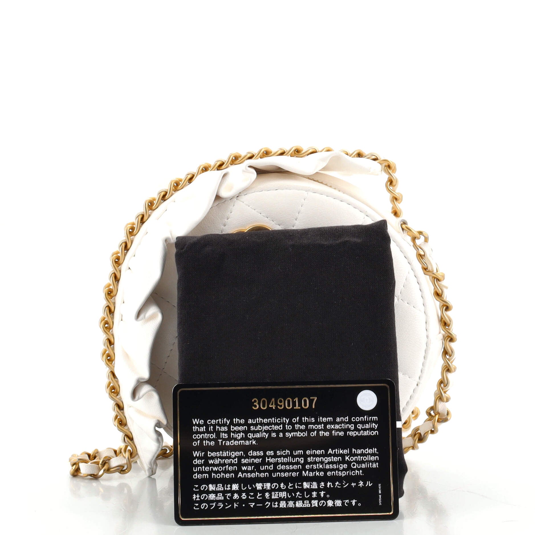 Romance Round Clutch with Chain Quilted Lambskin