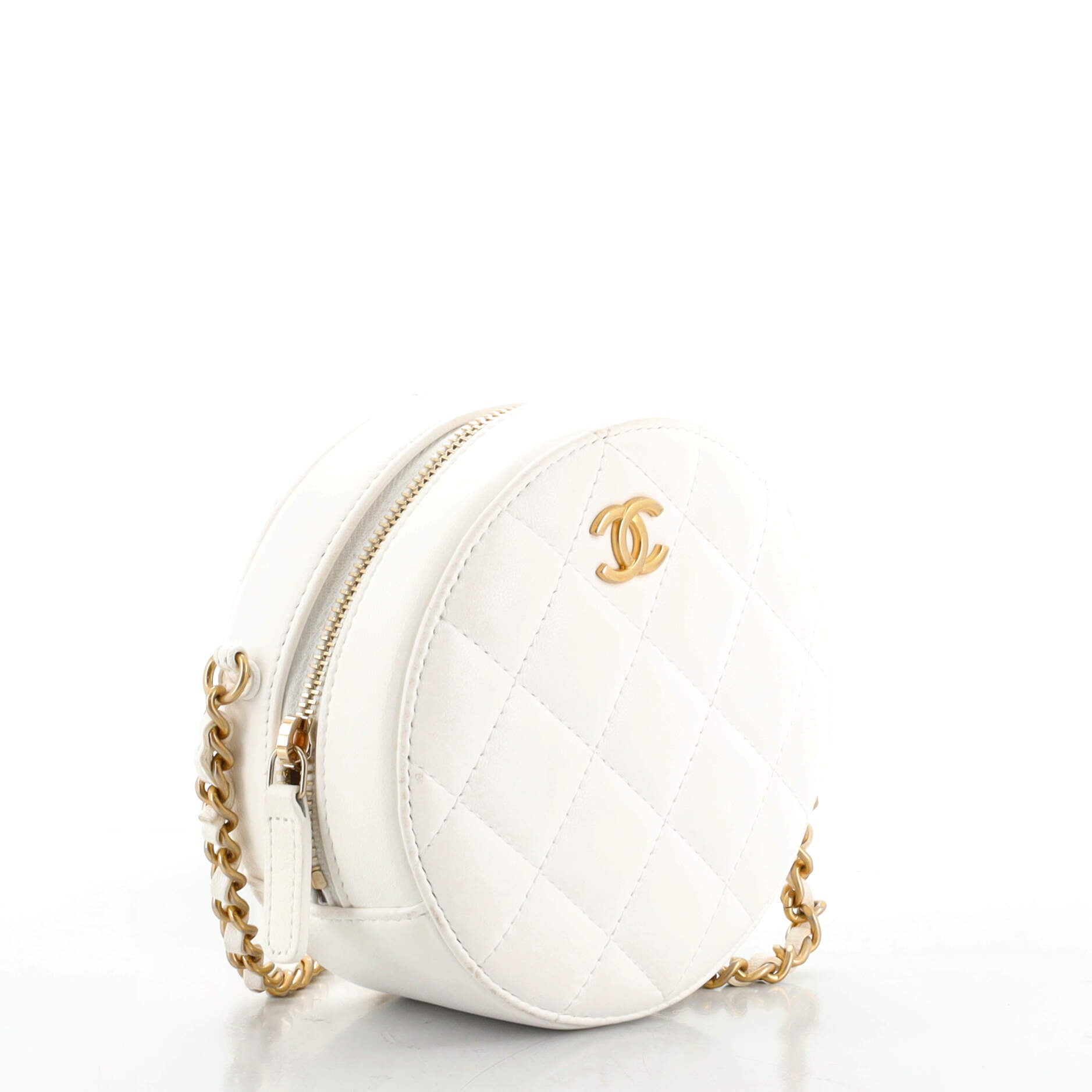 Romance Round Clutch with Chain Quilted Lambskin