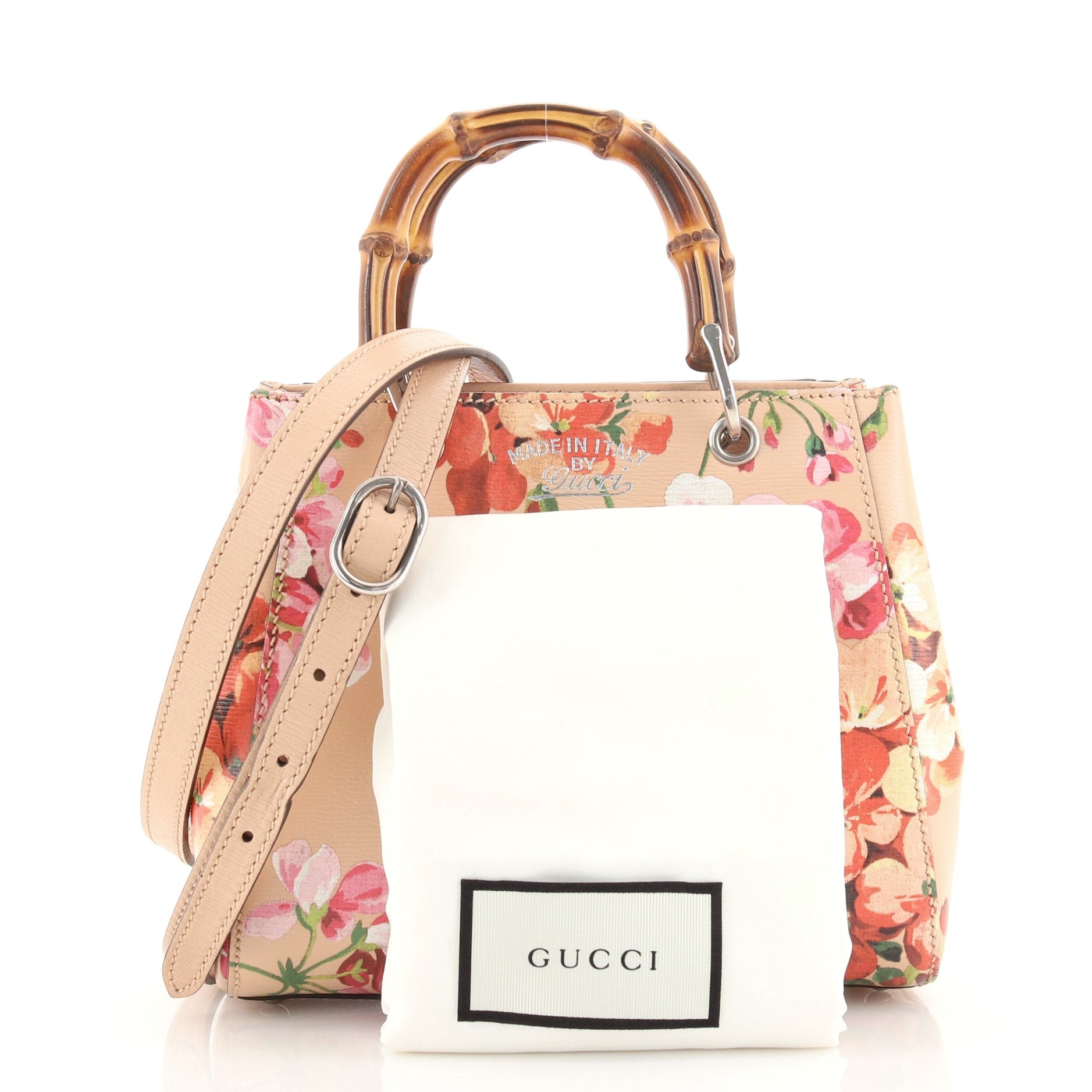 Bamboo Shopper Tote Blooms Print Leather Mini