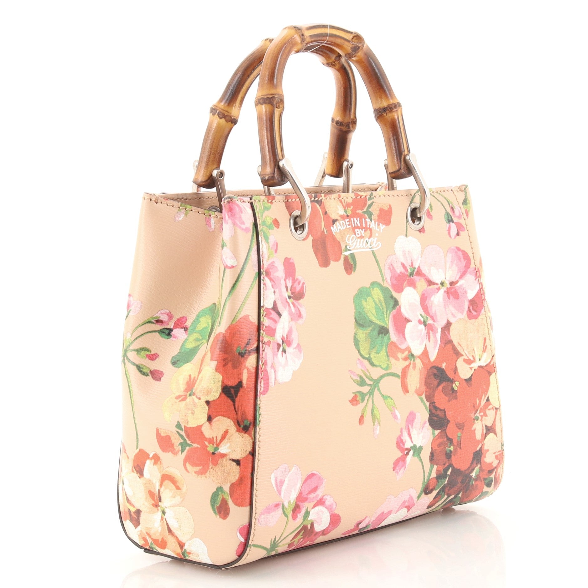 Bamboo Shopper Tote Blooms Print Leather Mini