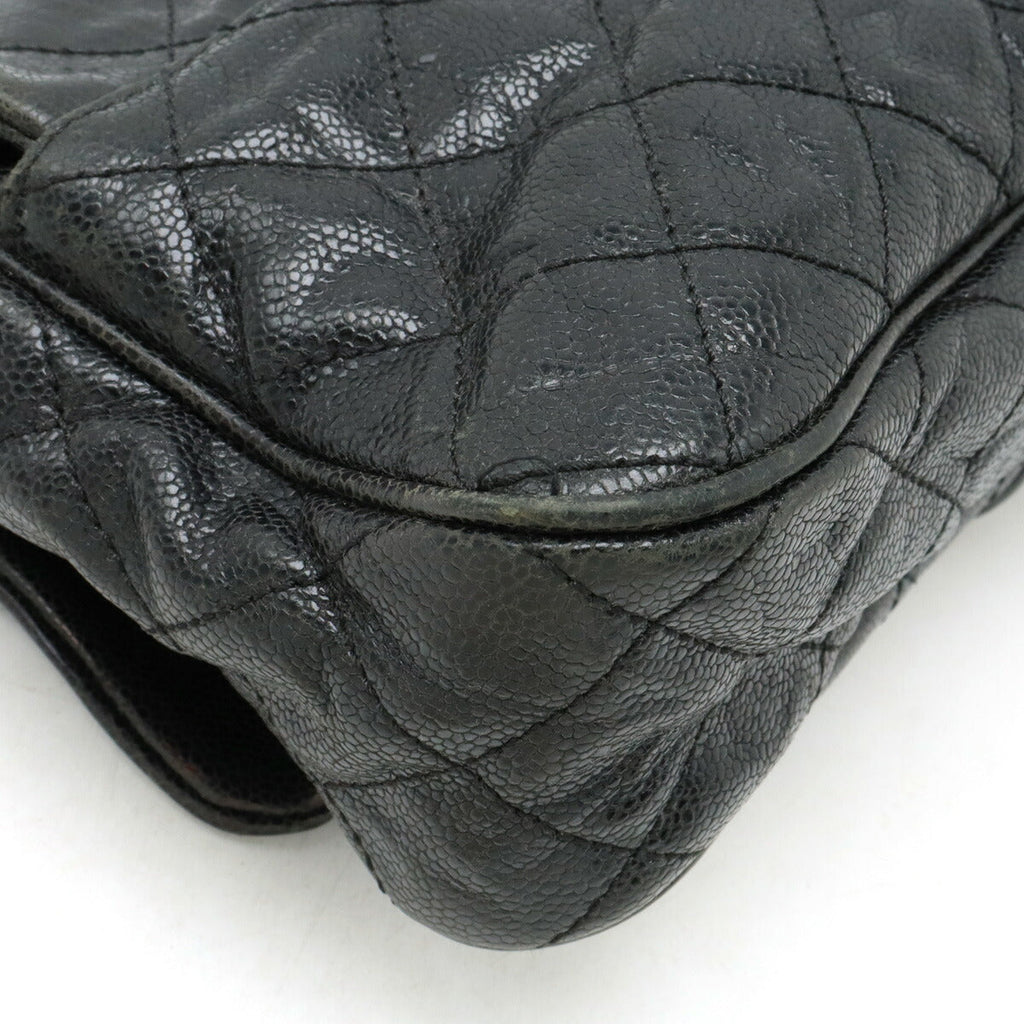 Chanel Caviar Skin Matelasse Coco Mark Chain Shoulder Bag Leather Black