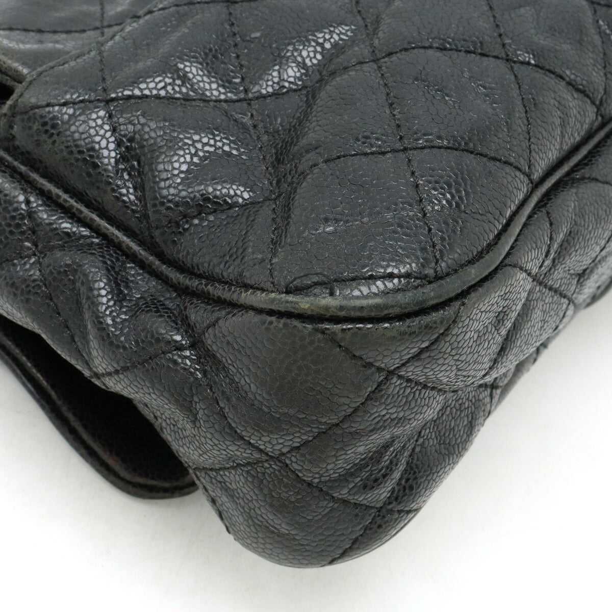 Chanel Caviar Skin Matelasse Coco Mark Chain Shoulder Bag Leather Black