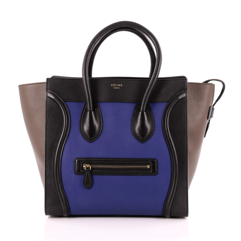 Tricolor Luggage Handbag Leather Mini